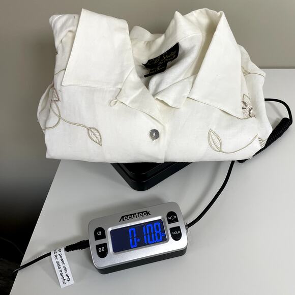 Vintage C B STUDIO Womens XL 100% Linen Floral Embroidered Long Sleeve Button Up - Picture 8 of 8